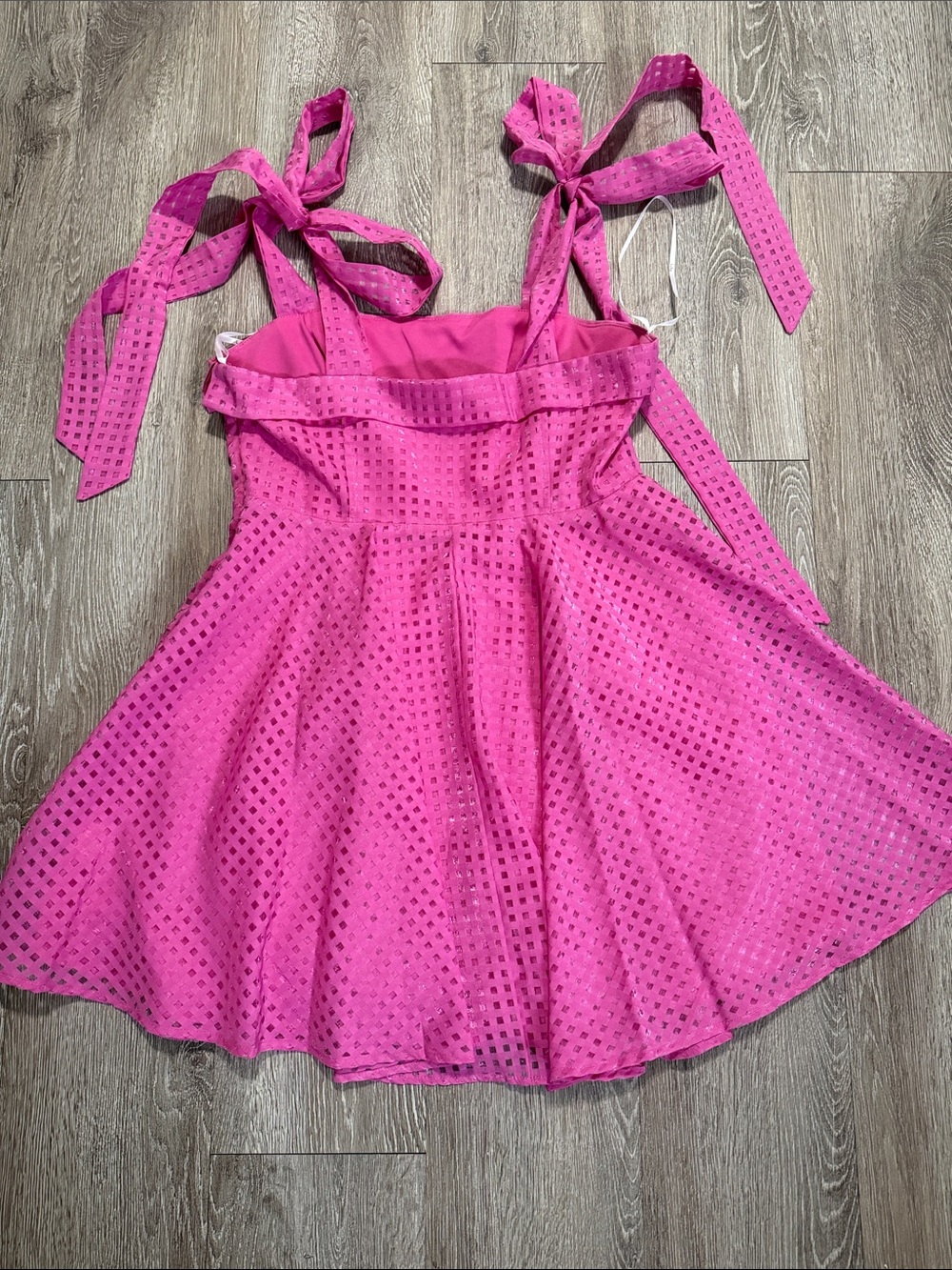 Lulu's Hot Pink Eyelet Tie-Strap Mini Dress - Picture 3 of 3